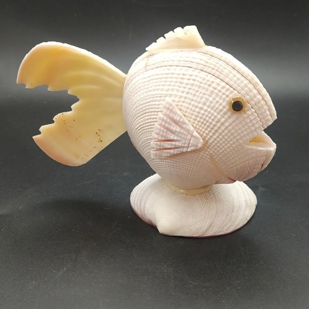 Vintage Handcrafted Seashell Fish Sculpture - 5.5